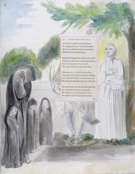 &39;Elegia escrita em um quintal da igreja do país&39;, projeto 108 de &39;Os poemas de Thomas Gray&39;, 1797-98 (wc com caneta e tinta no papel)